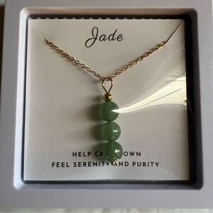Jade Green Necklace with Gold Chain